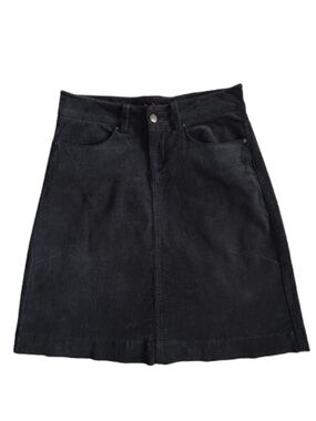 DownEast Women's XS Dark Navy Mini Corduroy Zip & Button Closure Cotton Skirt
